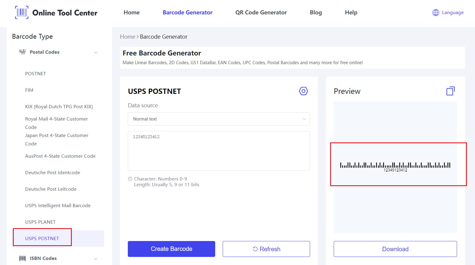 USPS POSTNET bar code generator.png