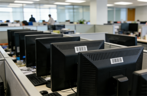 barcodes on asset tags ברקודים על תגיות נכסים