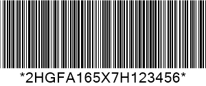 קוד 39 VIN Barcode