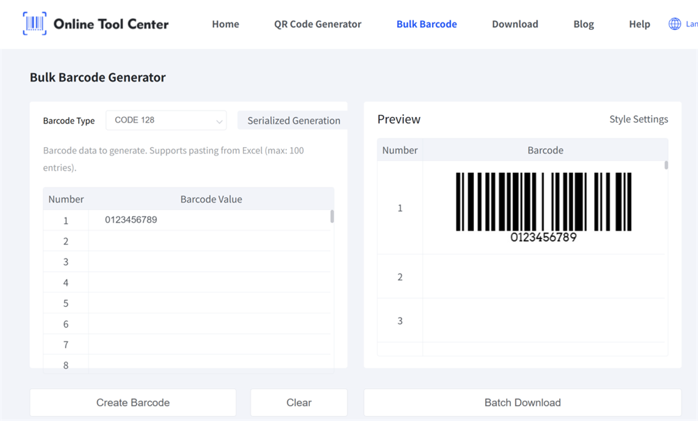 bulk barcode generator גנרטור ברקוד