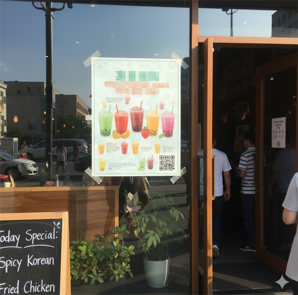 קוד QR על פוסטר פרומו בכניסה לחנות