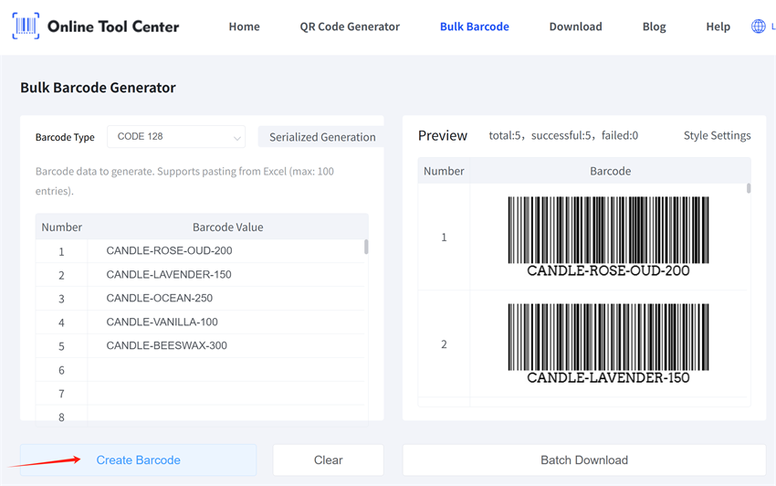 bulk generate soap product barcodes יצירת ברקודים של מוצרי סבון