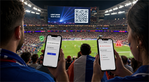 scan qr code at a world cup match סרוק קוד QR במשחק גביע העולם