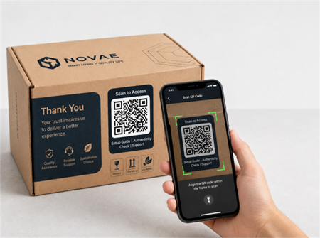 scan qr code on packing box סרוק קוד QR על קופסת האריזה