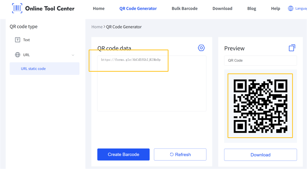 צור קוד QR לטופס הרישום
